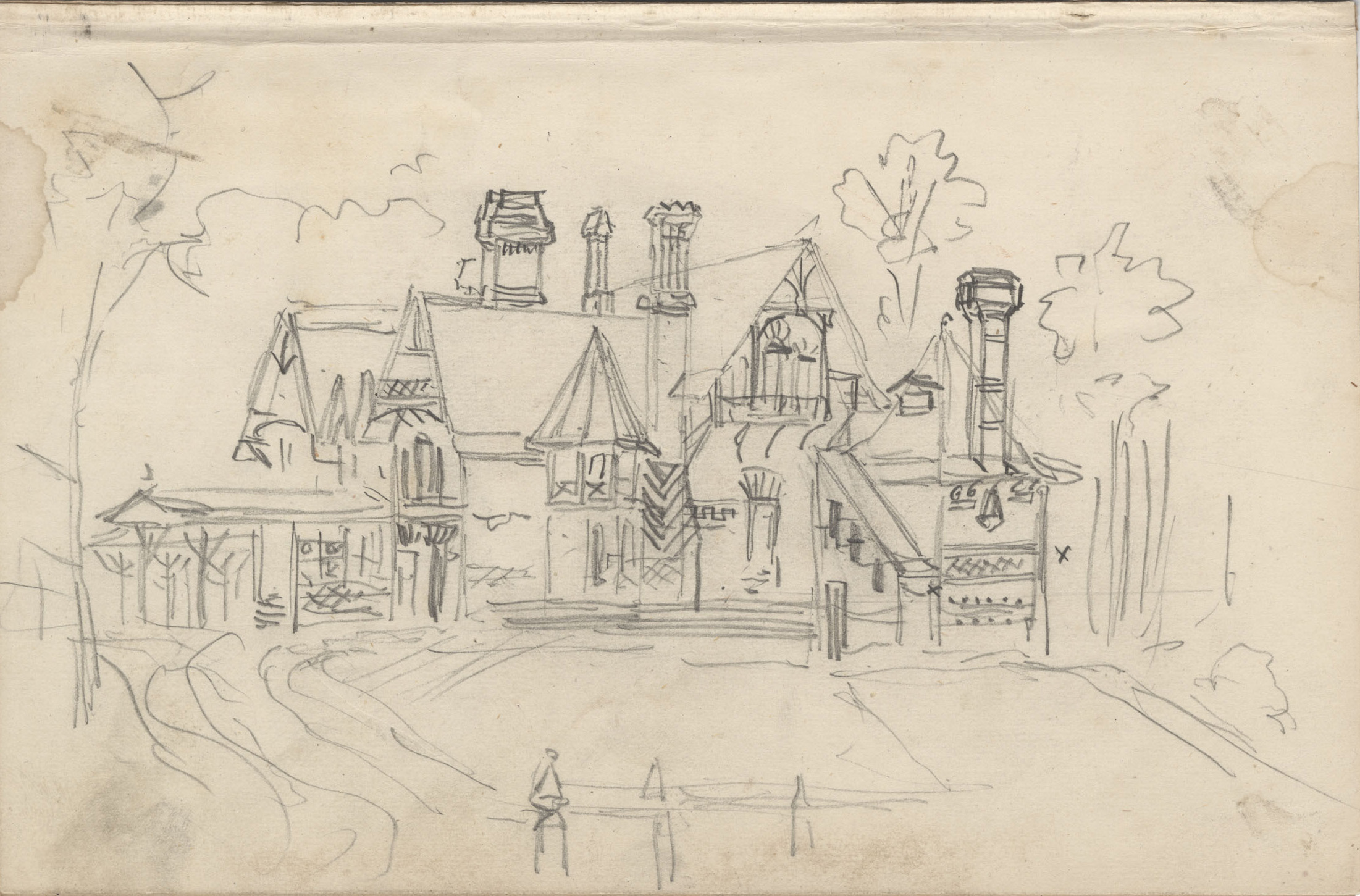 click to see item Early Sketch of Mark Twain House