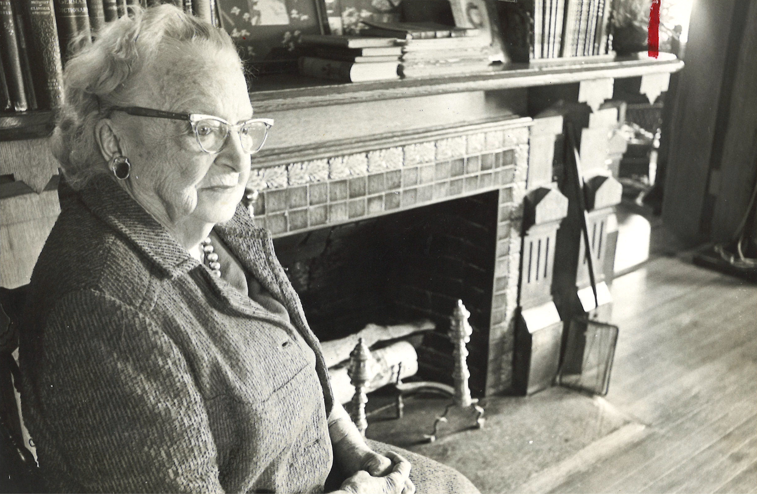 Miss Elizabeth McSherry in schoolroom formerly her living room